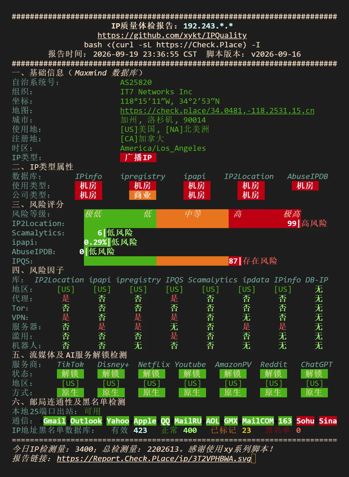 洛杉矶 DC9 IP质量检测